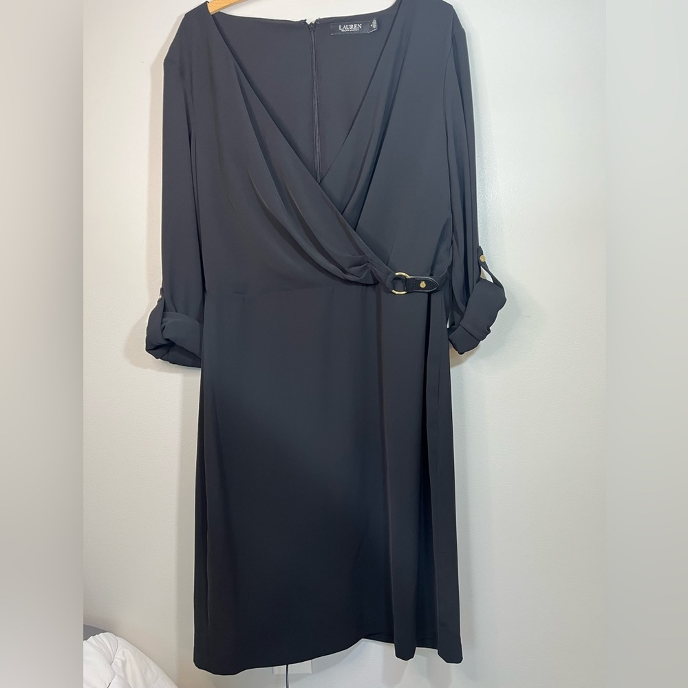 Lauren Ralph Lauren Elegant Black long Sleeve Wrap Dress Women’s Size 14
